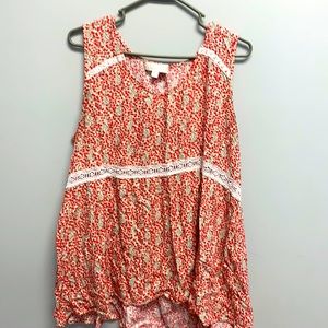 (5 for $25) red & white  babydoll tank 1X